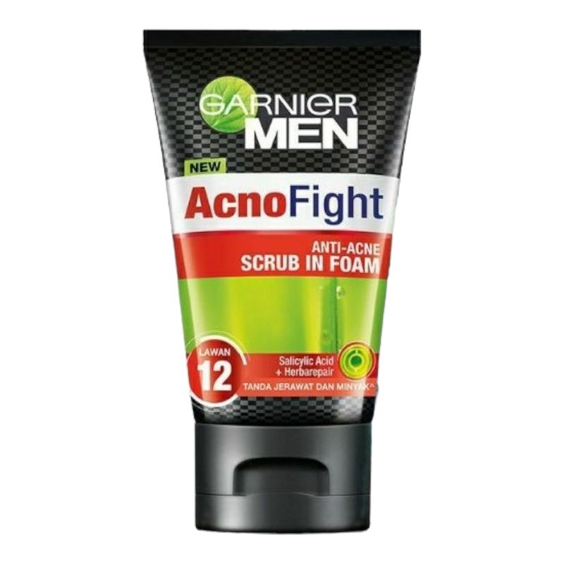 Garnier Men Acno Fight 100ml Anti Acne Scrub Foam Sabun Pembersih Wajah Jerawat 100 ml