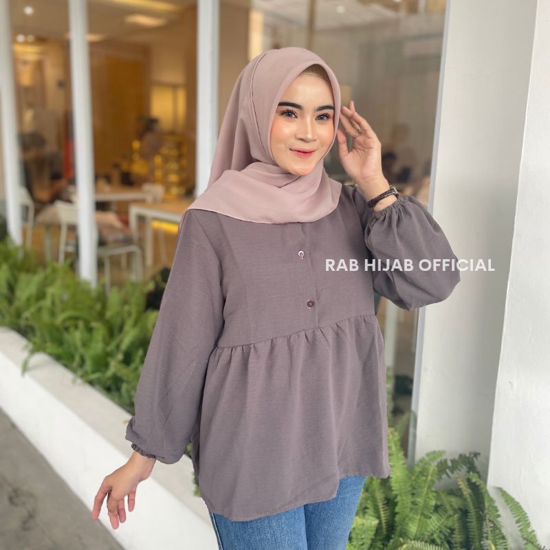 Haifa Blouse Atasan Kemeja Basic Polos Wanita Crinkle Airflow Premium