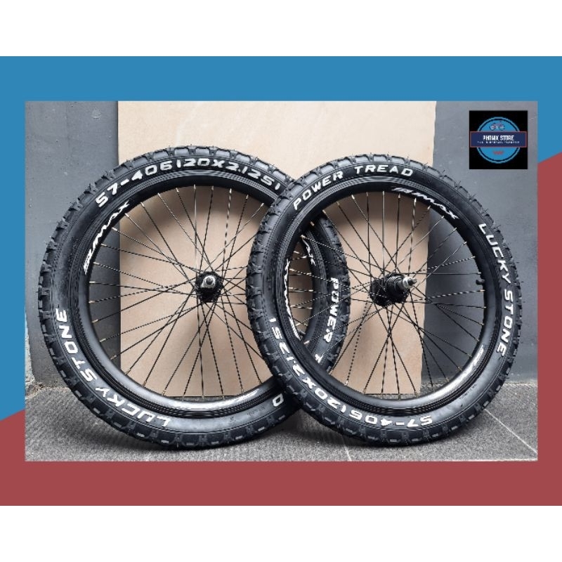 Sepasang Wheel Set 20 SUMAX 20 x 175 36 Hole × Pacific Besi Velg Jadi Pelk Jadi 20 Wheel set 20 Komp