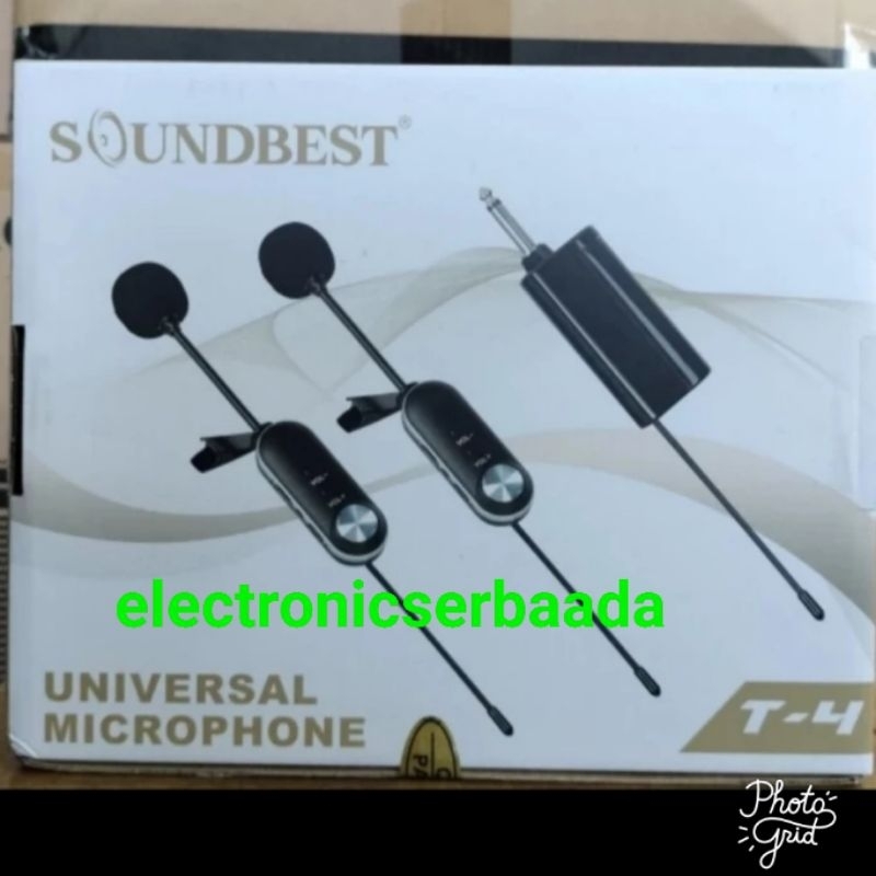 Mic Wireless Soundbest T4 MIC CLIP ON /2 MIC JEPIT SOUNDBEST ORIGINAL
