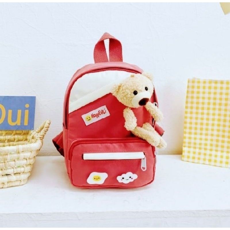 Tas Ransel Anak Boneka Moschi Mini Backpack PAUD/TK Bahan Kanvas Dinir