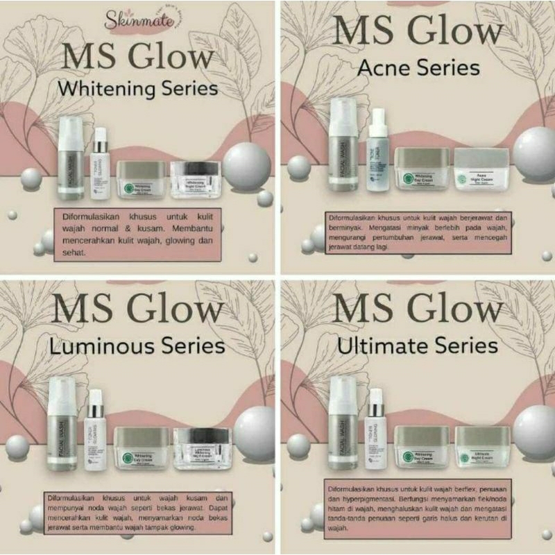 READY Lengkap  paket MS GLOW ACNE SERIES , LUMINOS, WHITENING, ULTIMATE ORIGINAL
