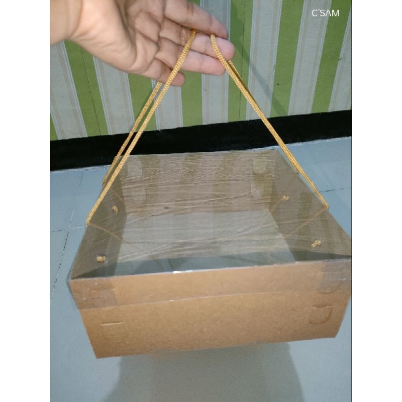 Dus kue tutup mika + tali/ Dus kue tart /kraft tutup mika+tali