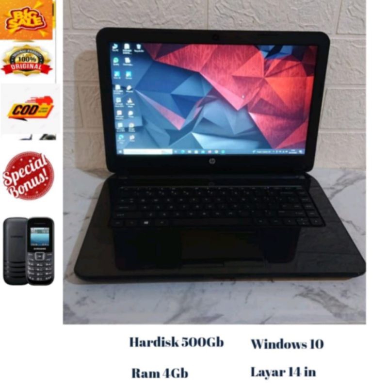 LAPTOP SECOND HP TS 15 | RAM 4/500GB | WINDOWS 10 | layar 14&quot; | SLIM DESAIN ELEGAN | SIAP KERJA KULIAH
