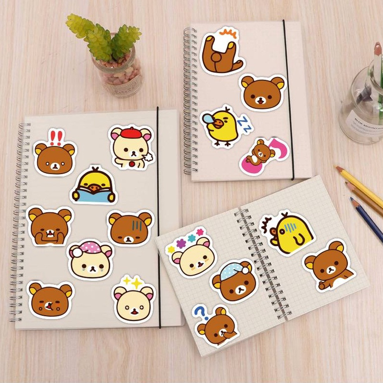 

[READY STOCK] Paket Stiker Anti Air Cute Waterproof / Motif Pooh BT21 Line Friends Rilakkuma Kanahei's small animals