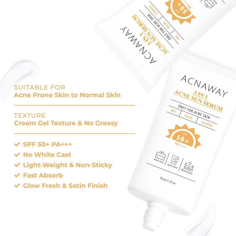 ACNAWAY 3 in 1 Acne Sun Serum with BHA + BSASM + Ceramide