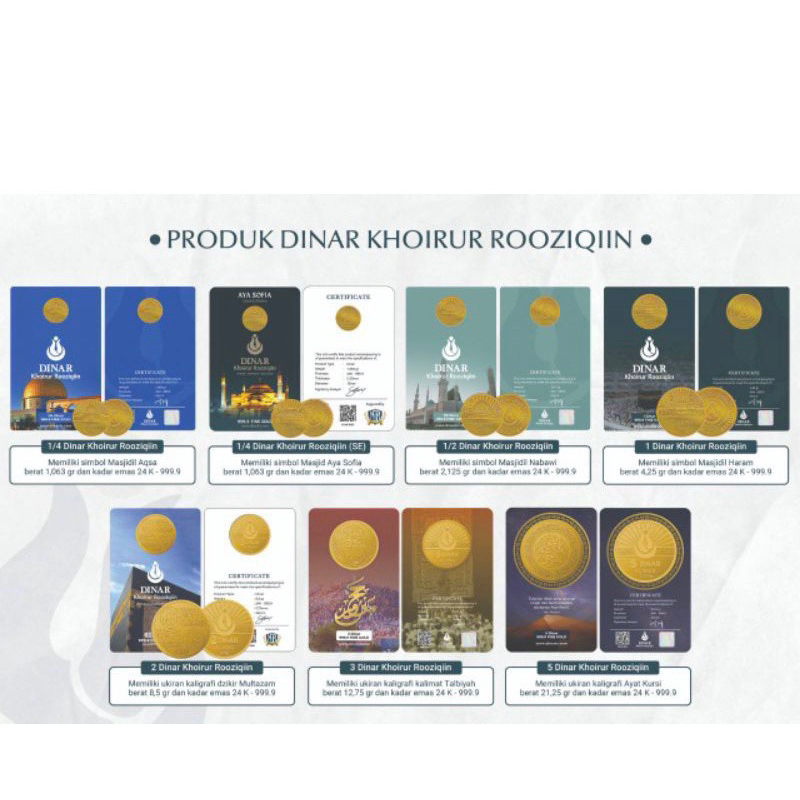 Koin Dinar Khoirur Rooziqiin 1/4 Dinar 1.063gr 999.9 24K Fine Gold Masjidil Aqsho/ Coin Logam Mulia/