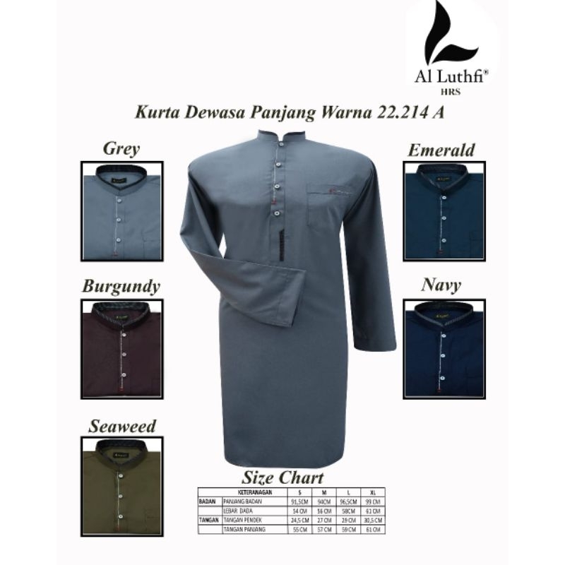 Baju koko Kurta Al-luthfi Warna Lengan Panjang Dan Lengan Pendek Model Terbaru Bahan Katun, Kurta De