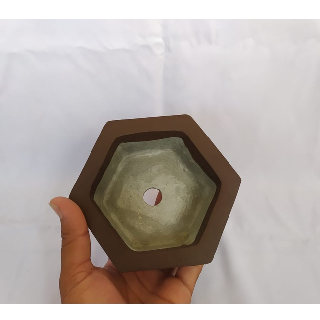 Pot Bonsai Segi Enam D15CM Pot Semen Berkwalitas Pot Tanaman Pot Murah