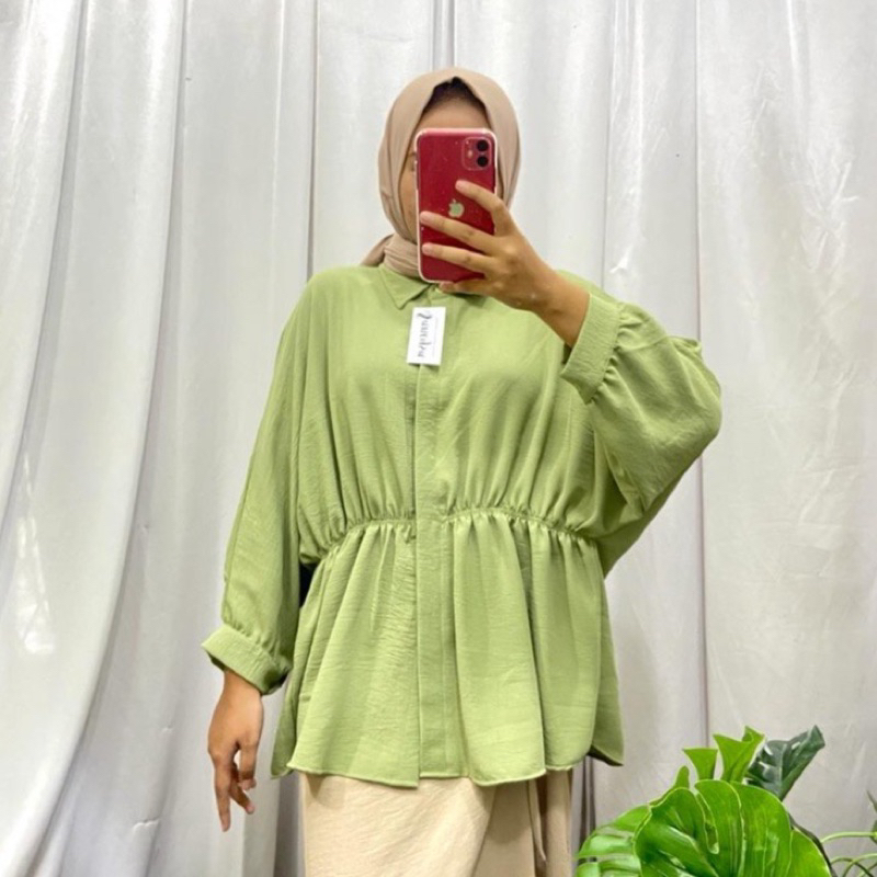 Blouse Linen Serut / Baju Atasan Kemeja Wanita