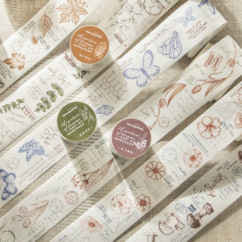 

Washi tape selotip motif vintage tulisan 40 mm