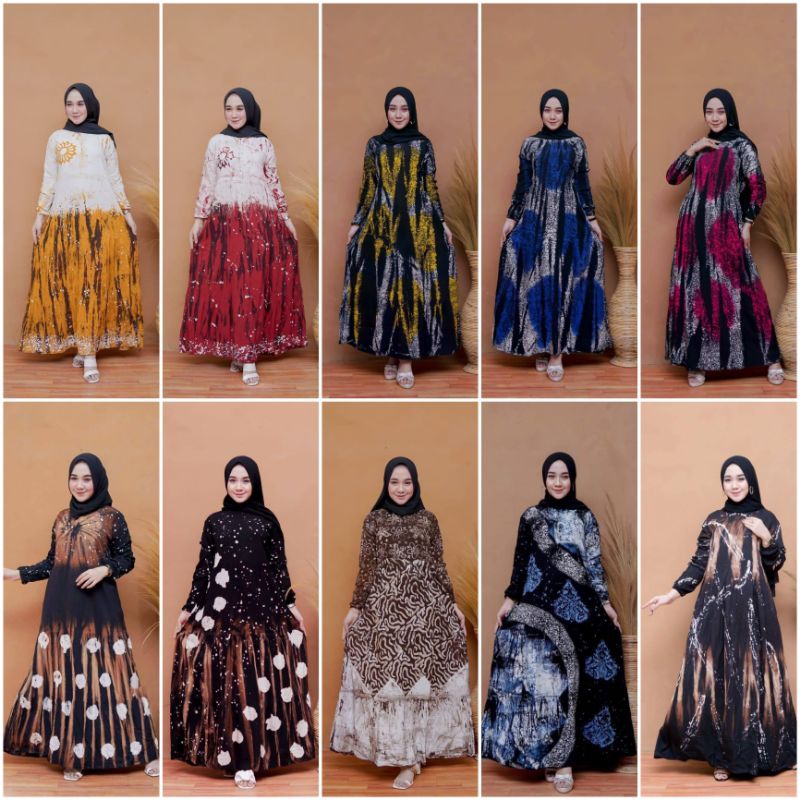 Rizky Batik - Gamis Twill Rayon Cap Malaman Terbaru Kekinian