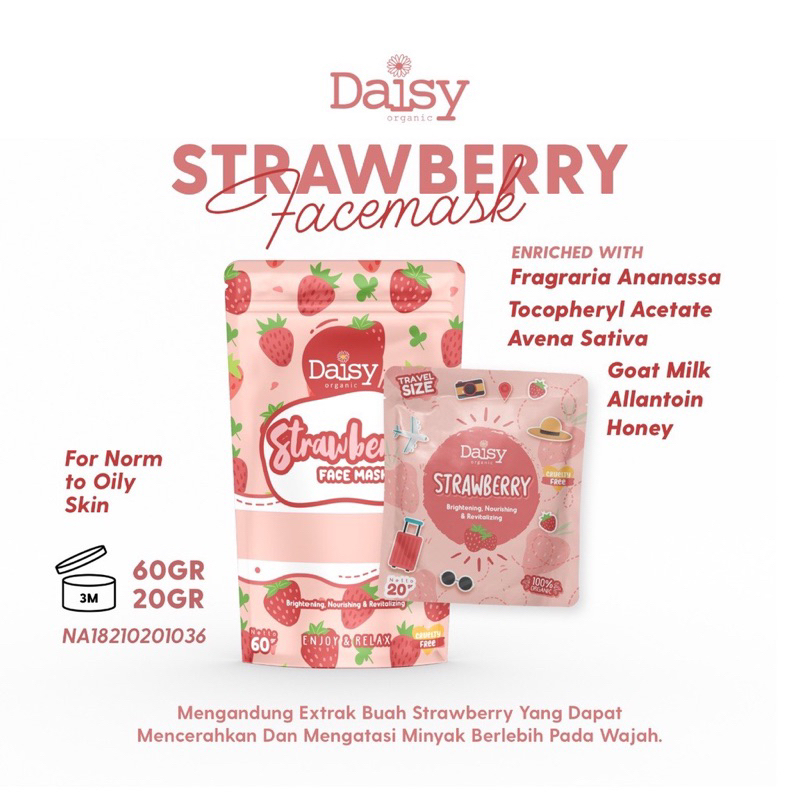 Travel Size 20Gram Masker Daisy Organic BPOM - Masker Wajah Organik - Masker Bubuk