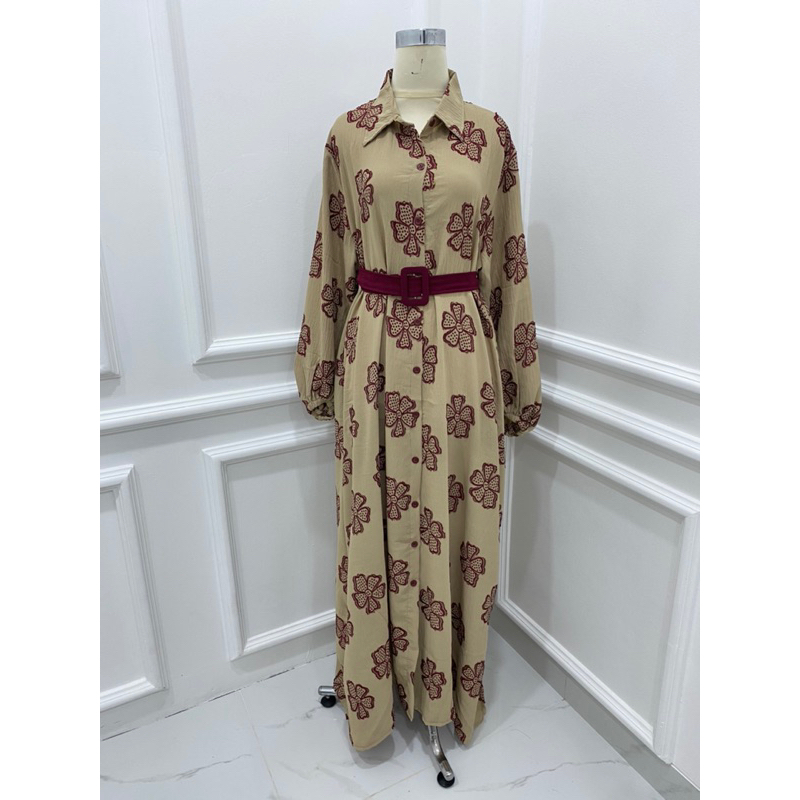 CRINKLE POLOS UNNA MAXI LEBARAN SIMPLE MEWAH BAJU MUSLIM LEBARAN EID GAMIS KELUARGA