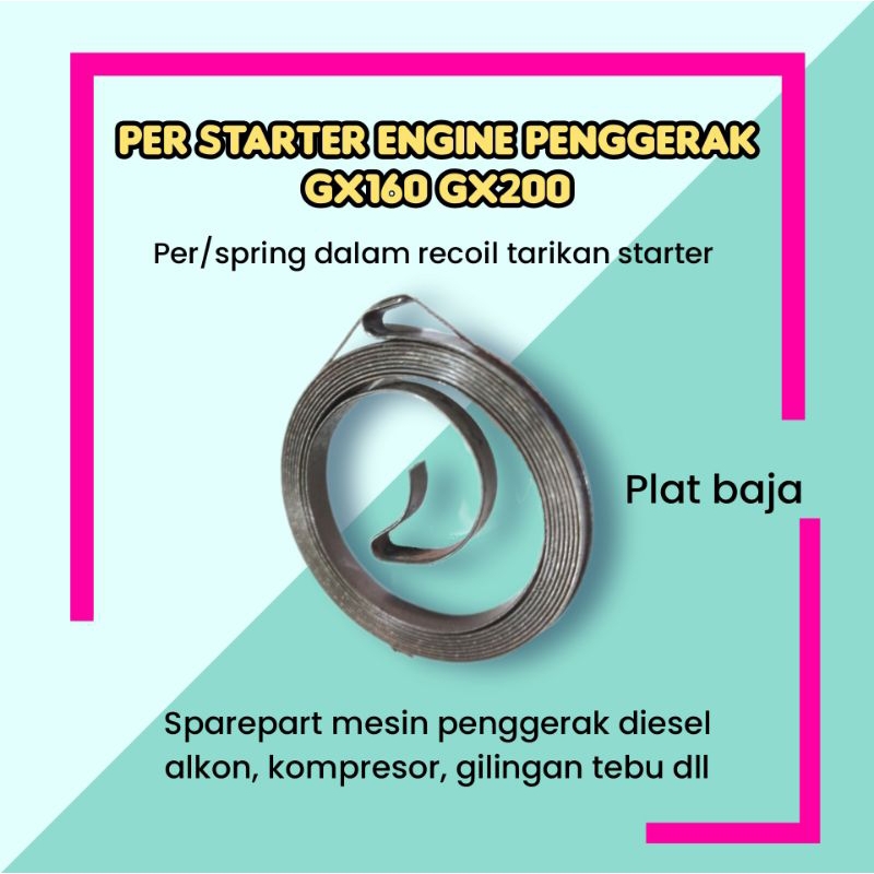 Per | spring starter engine OHV GX 160 / gx200 plat baja recoil tarikan engkol selahan - mesin pengg