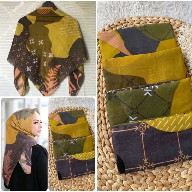 Hijab Voal Motif Segiempat Laser Cut | Hijab Printing Denay Motif Terbaru 2024 | Hijab Voal Motif Ko