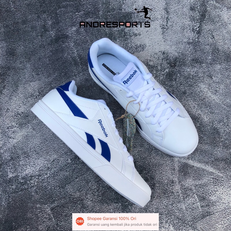 SALE ‼️ REEBOK ROYAL COMPELETE 3 LOW WHITE BLUE NAVY ORIGINAL RESMI