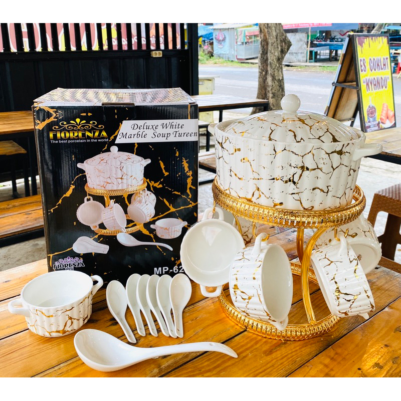 Mangko sop keramik fiorenza wadah sop dengan rak keramik marble fiorenza 628