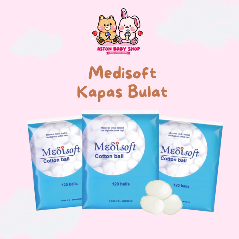 Kapas Bulat Medisoft Cotton balls 120 pcs Bola Kapas Bayi