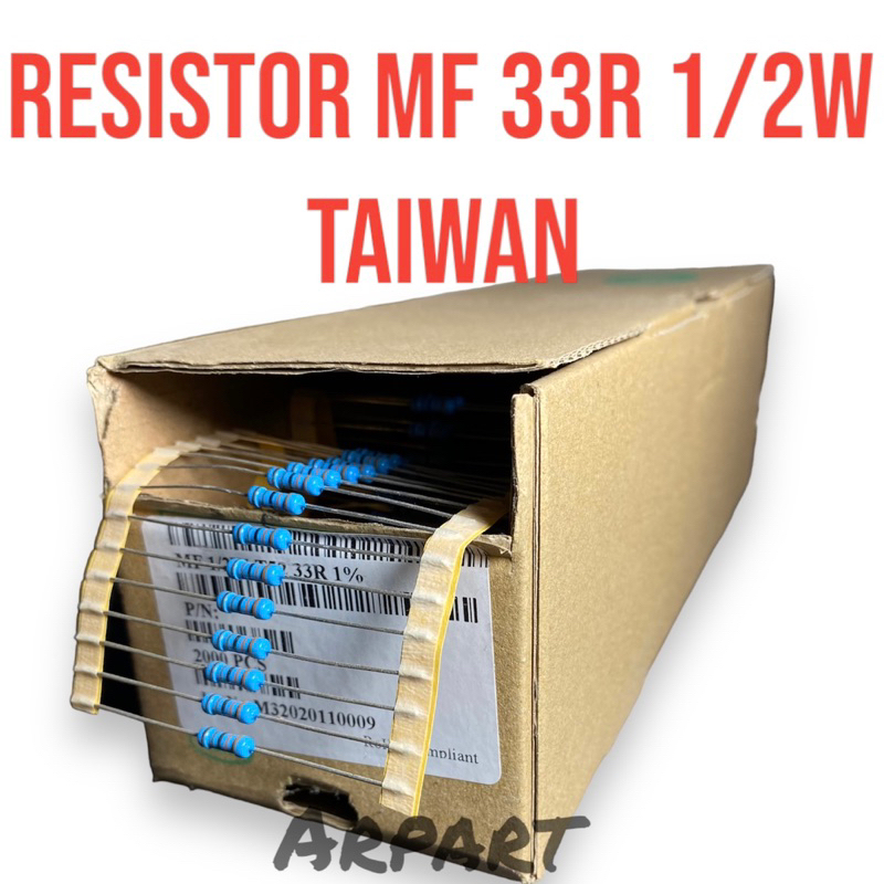 x10 resistor 33ohm 33r 1/2 watt metal film taiwan kaki tembaga