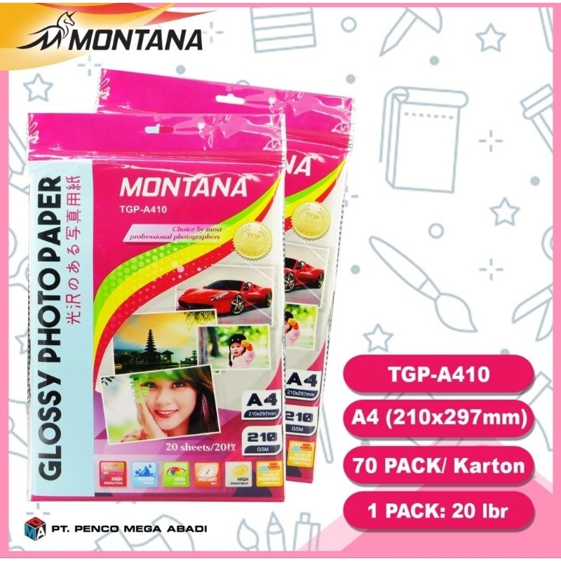 

210 Kertas Photo 210GSM Montana photo paper 210 kertas photo murah
