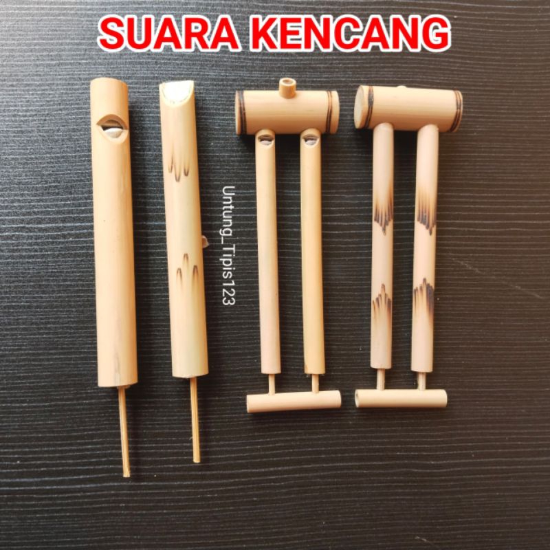 pluit bambu tradisional single/double mainan suit siul burung sempritan bambu mainan tradisional