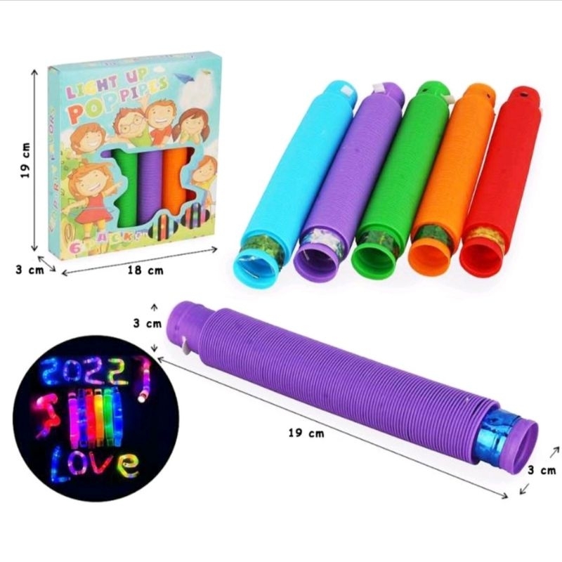 MAINAN VIRAL POP LIGHT UP LED PIPES WARNA WARNI LAMPU CERIA