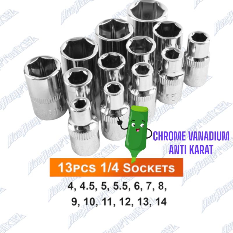 Kunci Socket Tool Kit Ring Pas Full Lengkap Set 1/4&quot; 46pcs Kunci sock Wrench Motor Mobil 46 Pc Stang Ratchet Handle 1/4 Spanner Shock Sok Car Koleksi Komplit Mekanik