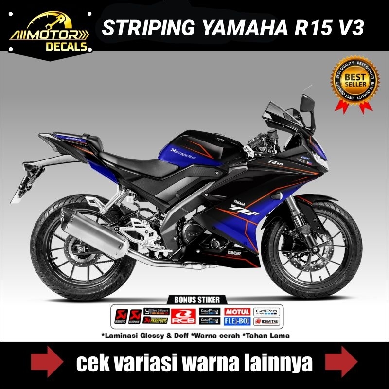 Striping Motor Yamaha R15 V3 / Stiker List Body Yamaha R15 V3 Variasi Simpel