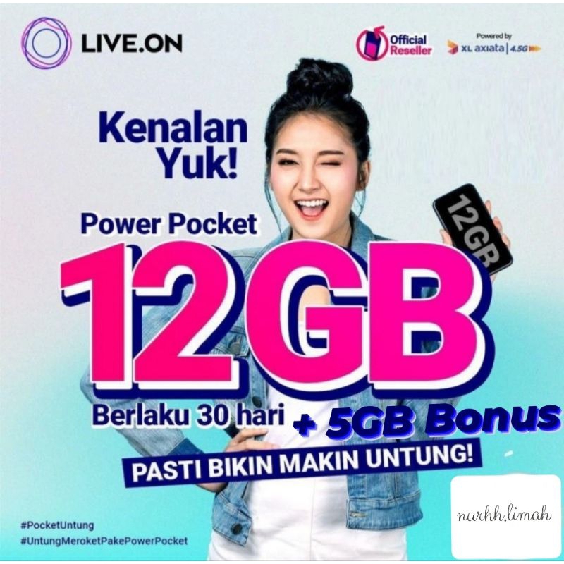 Live.on XL Kartu Perdana Paket Internet Power Pocket 12GB(30Hari) Pengiriman Ubah ke J&amp;T Exspress