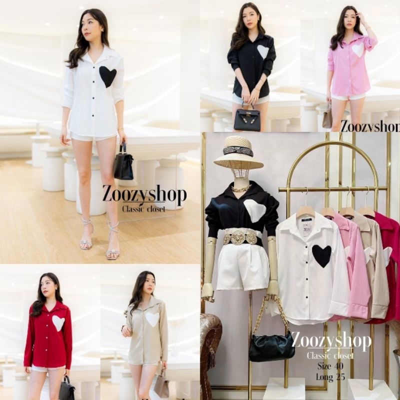 KEMEJA ZOOZY LOGO LOVE FASHION WANITA IMPORT BANGKOK CODE 58