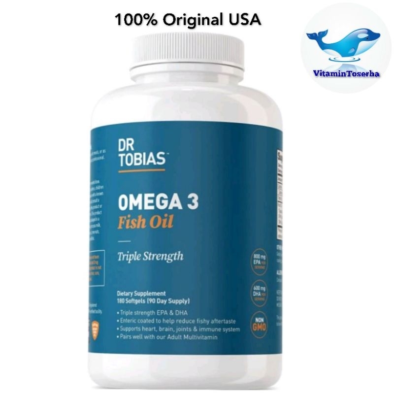 Dr.Tobias Omega 3 Fish Oil Triple Strength 180 Butir DHA Minyak ikan Dr.Tobias