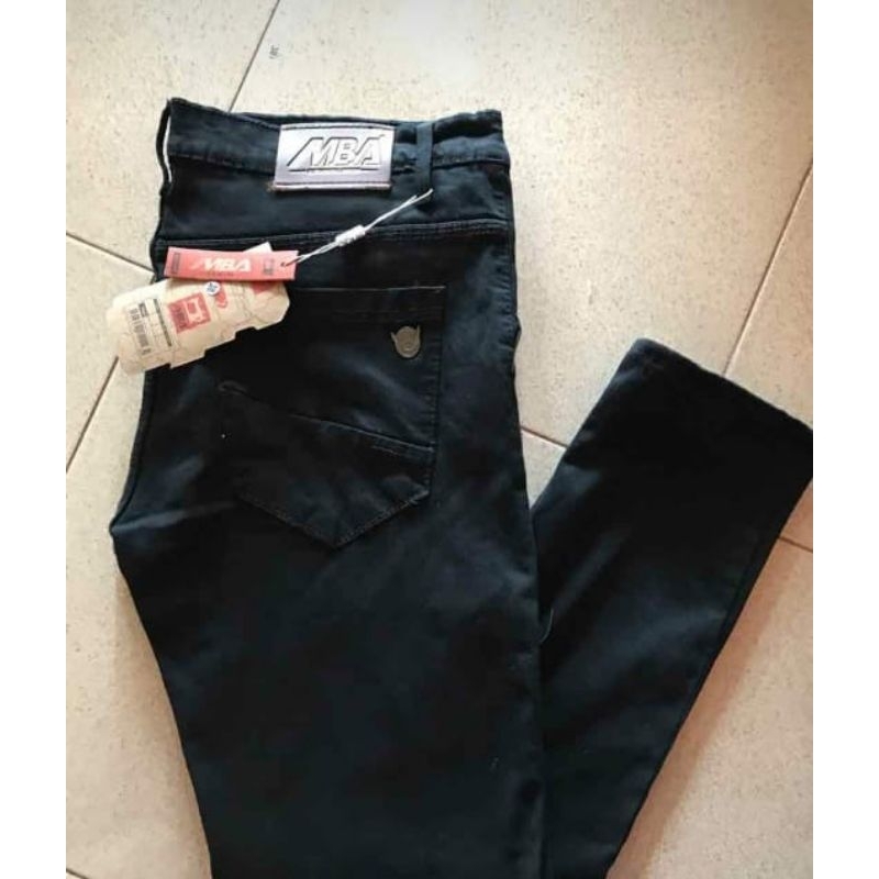 Celana jeans pria celana panjang hitam skinny street jeans hitam pria