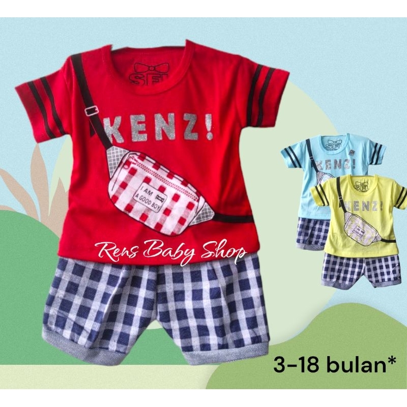 SNI Setelan baju kaos celana anak bayi motif TAS selempang samping SFL