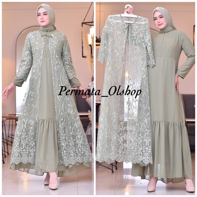 Gamis Kebaya Aruna / Kebaya Gamis Pesta / Gamis Tulle Bordir / Gamis Outer Modern / Gamis Kebaya Busui