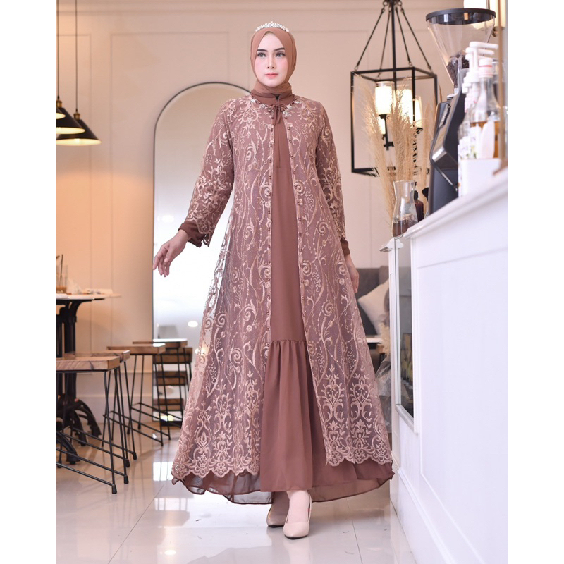 Gamis Kebaya Aruna / Kebaya Gamis Pesta / Gamis Tulle Bordir / Gamis Outer Modern / Gamis Kebaya Busui