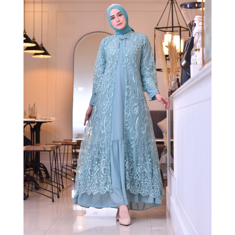 Gamis Kebaya Aruna / Kebaya Gamis Pesta / Gamis Tulle Bordir / Gamis Outer Modern / Gamis Kebaya Busui