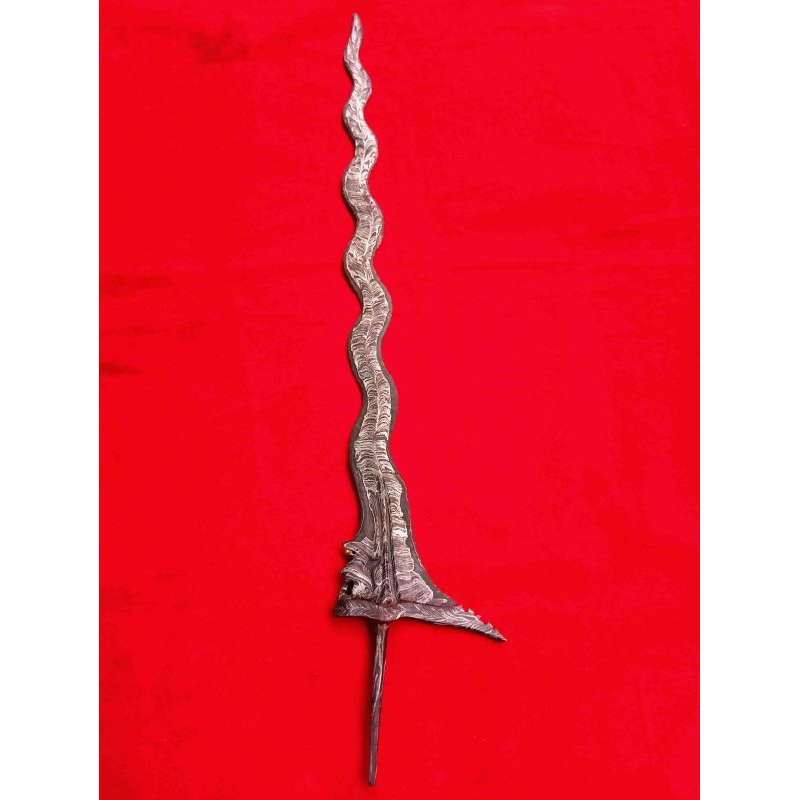Keris Singo Barong Luk 13 Motif Blarak Sineret Asli Kamardikan Termurah
