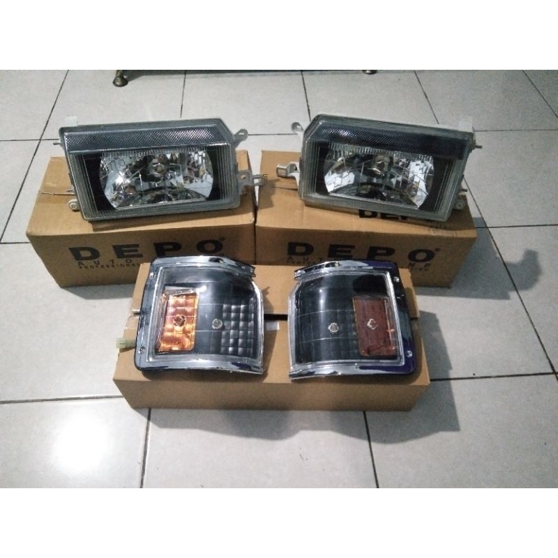Lampu depan headlamp + sen black smoke kijang grand super