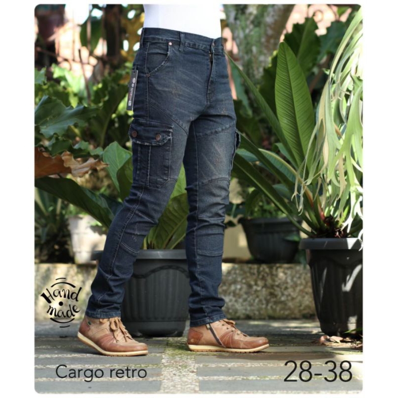 celana cargo jeans big size - celana cargo joger jeans retro - cargo joger jeans - bisa cod