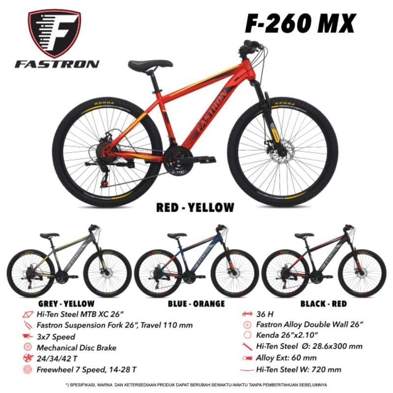 Sepeda Gunung MTB Fastron F260 MX Ban 24" dan 26" inch