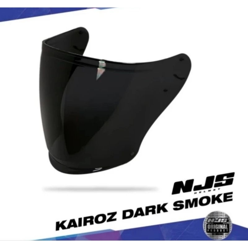 VISOR NJS KAIROZ DARK SMOKE | Kaca Helm Half Face Hitam
