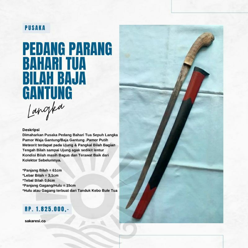 Asli ORI Pedang Bahari Antik Tua Kuno Langka Lawas Gagang Tanduk Jadul