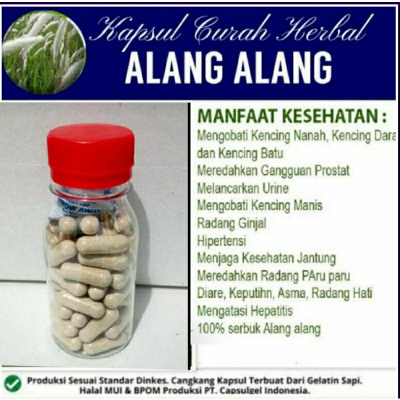 

ALANG ALANG 100 KAPSUL OBAT HERBAL ALAMI (GRADE A5)