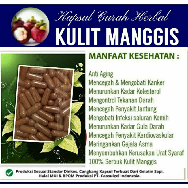 

KULIT MANGGIS 100 KAPSUL OBAT HERBAL ALAMI (GRADE A5)