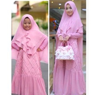 preloved couple mom n kid gamis syar'i set khimar kameela hijab ibu dan anak