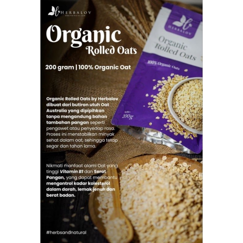 

Organic Rolled Oat Herbalov | Oat pengganti sarapan | Oat 200 gram