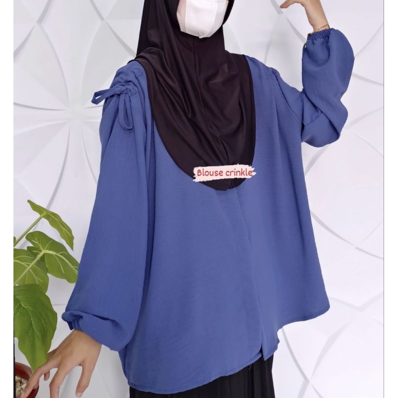 BLOUSE CRINKLE AIRFLOW PREMIUM LENGAN SERUT CRINKLE AIRFLOW