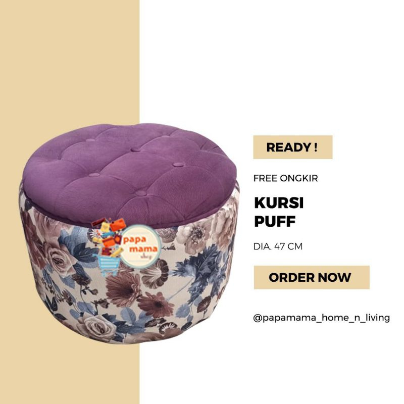sofa puff - Kursi Stoll - Sofa Bulat Murah - Puff Kain uk 47cm - Kursi Bulat Minimalis - Medan