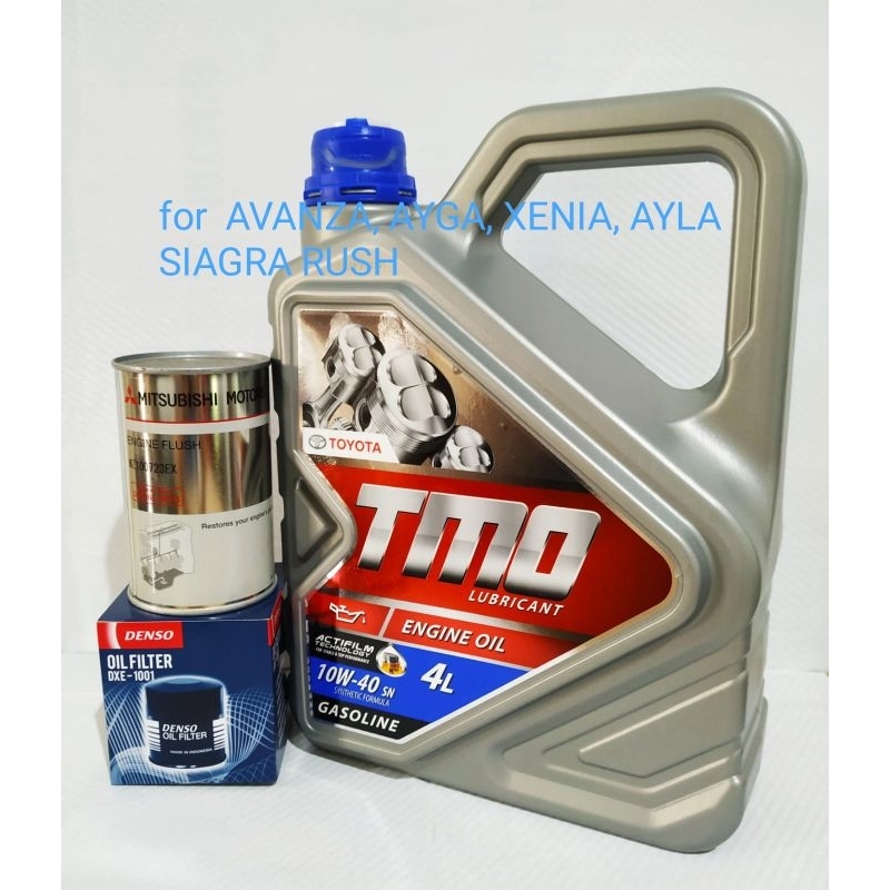 PAKET OLI TOYOTA TMO + ENGINE FLUSH MITSUBISHI + FILTER OLI DENSO DXE 1001